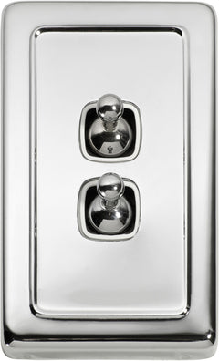 Flat Plate 2 Gang Toggle Switches Chrome Plated / W72mm