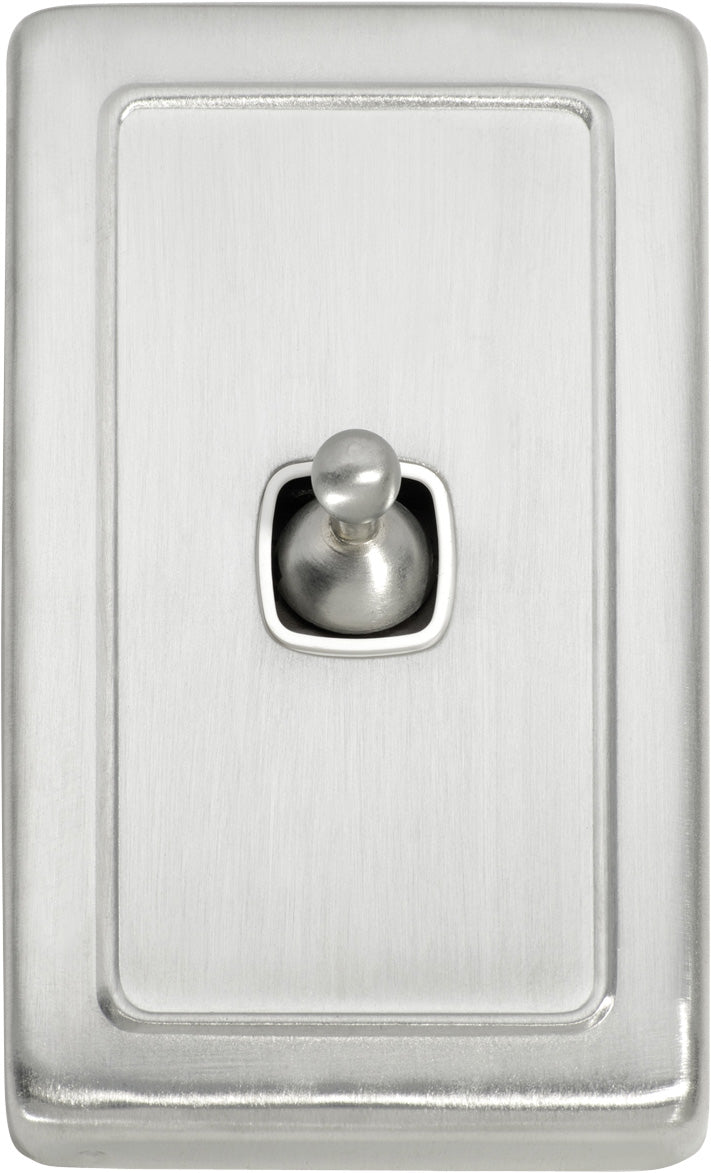 Flat Plate 1 Gang Toggle Switches Satin Chrome / W72mm