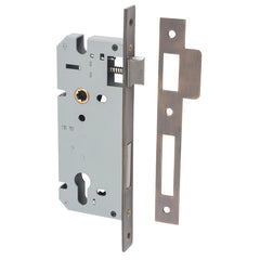 Mortice 85mm Euro Locks - 45mm Backset Antique Brass / Steel & Sheet Brass