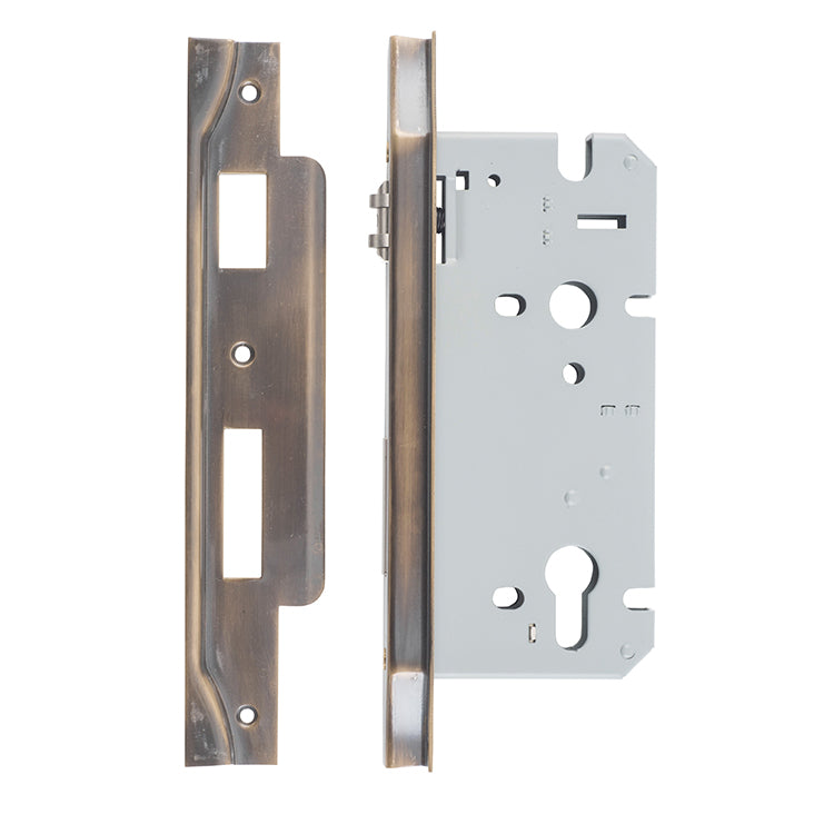Rebated 85mm Euro Roller Mortice Locks - 60mm Backset Signature Brass / Steel & Sheet Brass