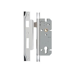 Rebated 85mm Euro Mortice Locks - 45mm Backset Chrome Plated / Steel & Sheet Brass