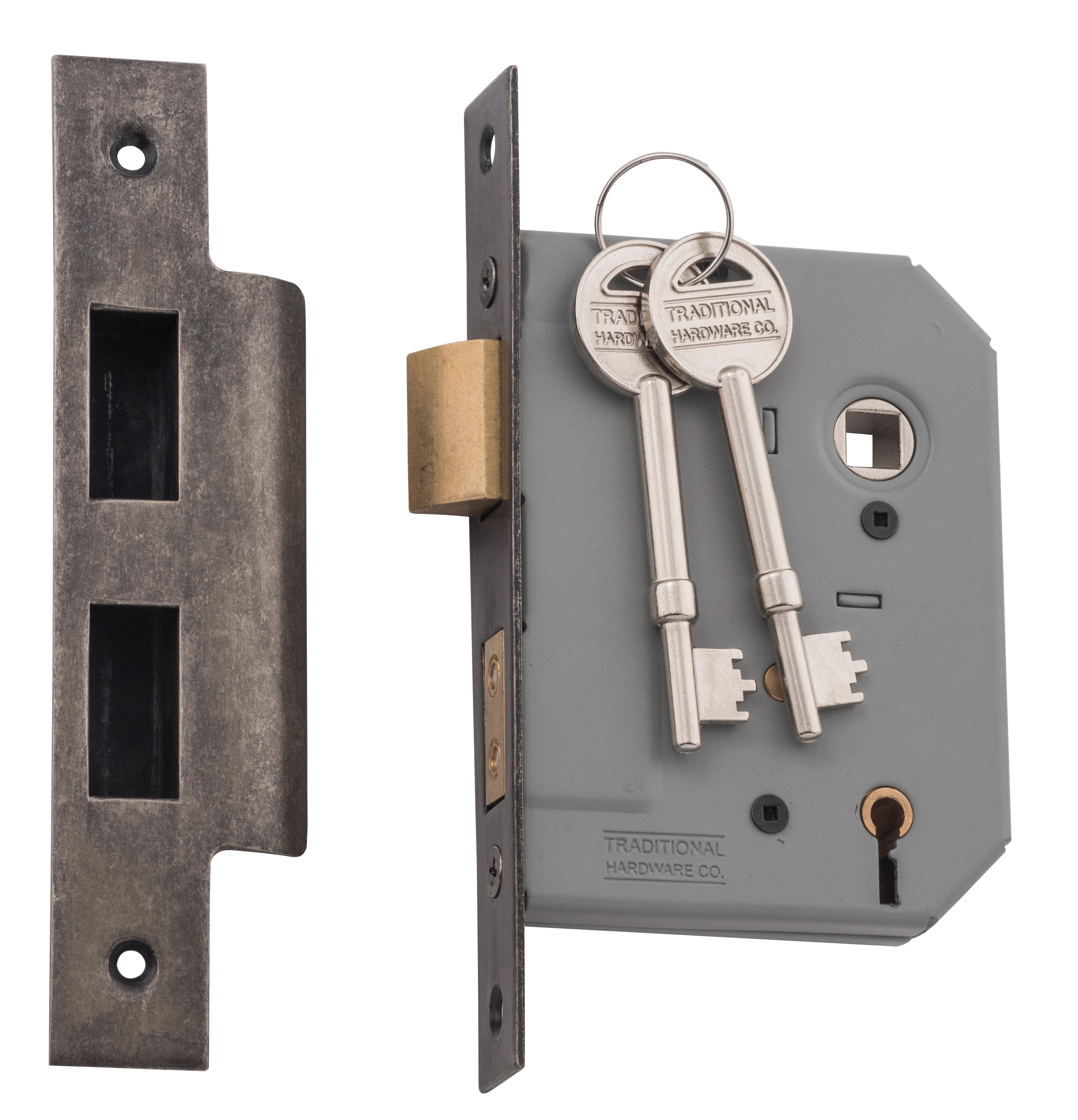 Mortice Lock 5 Lever Rumbled Nickel / Backset 57mm