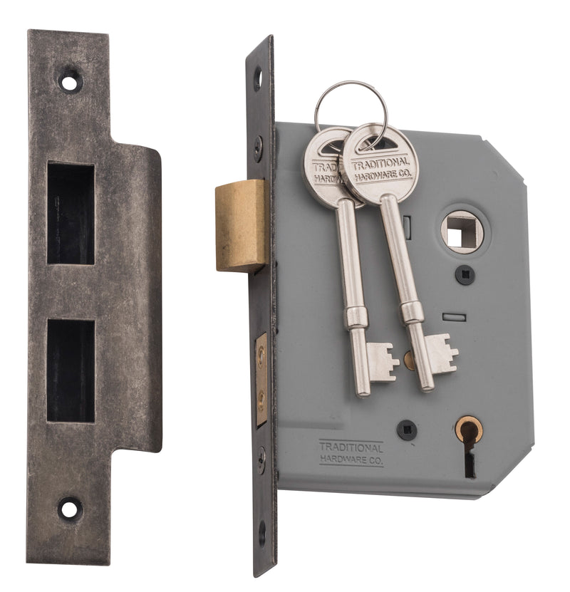 Mortice Lock 5 Lever Rumbled Nickel / Backset 57mm