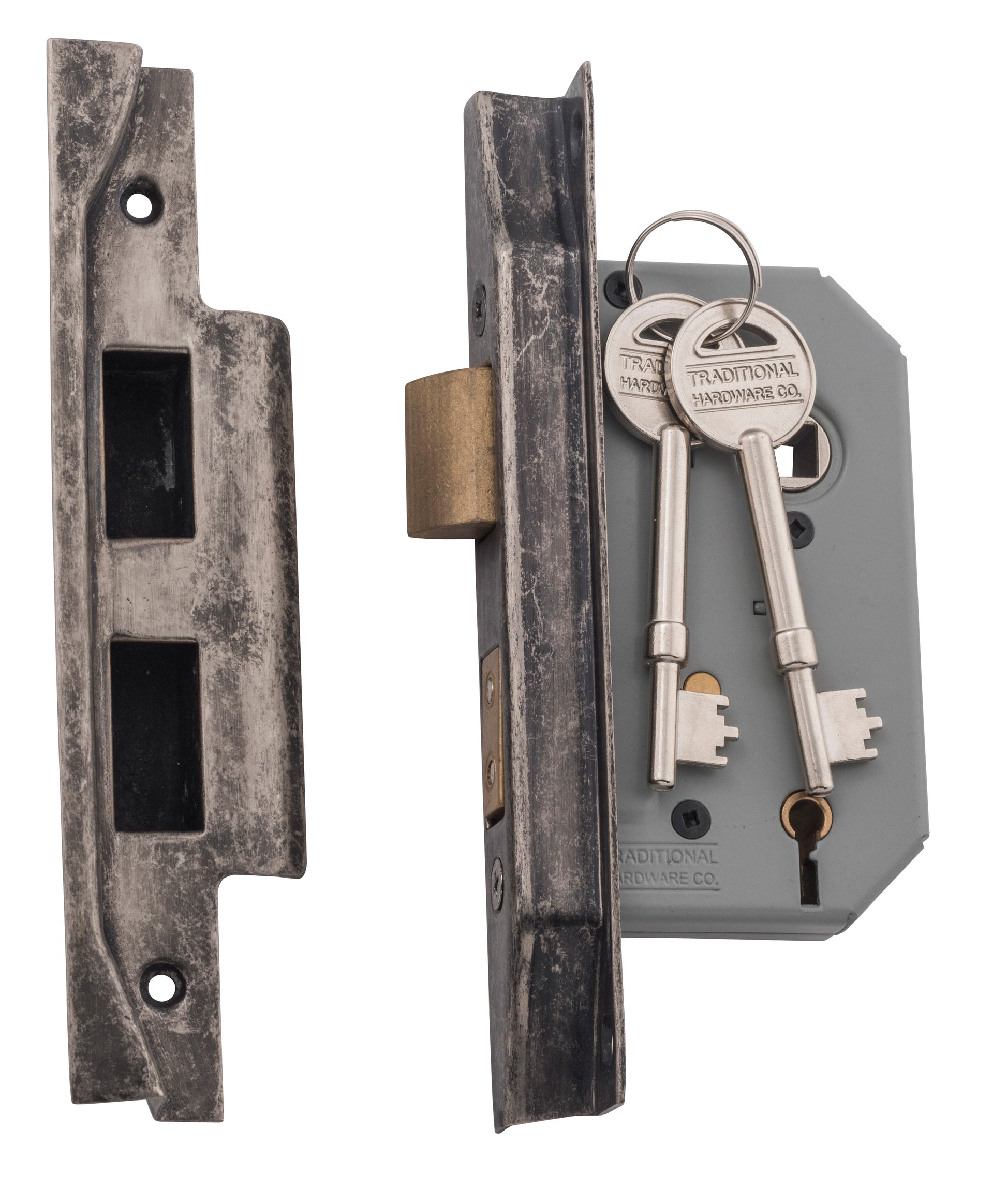 Rebated 5 Lever Mortice Lock Rumbled Nickel / Backset 46mm
