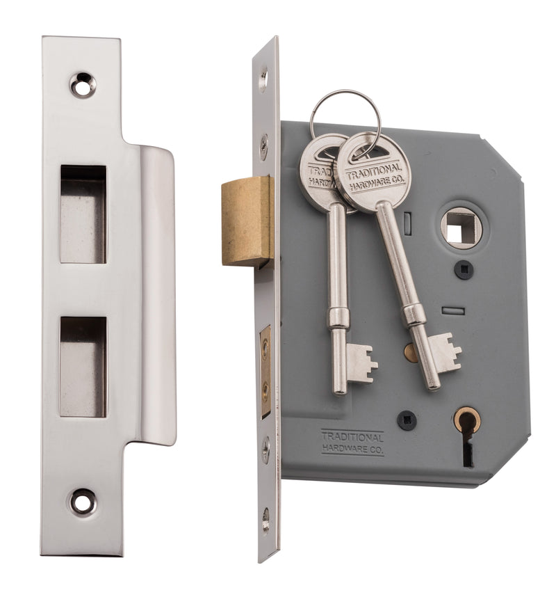 Mortice Lock 5 Lever Polished Nickel / Backset 57mm