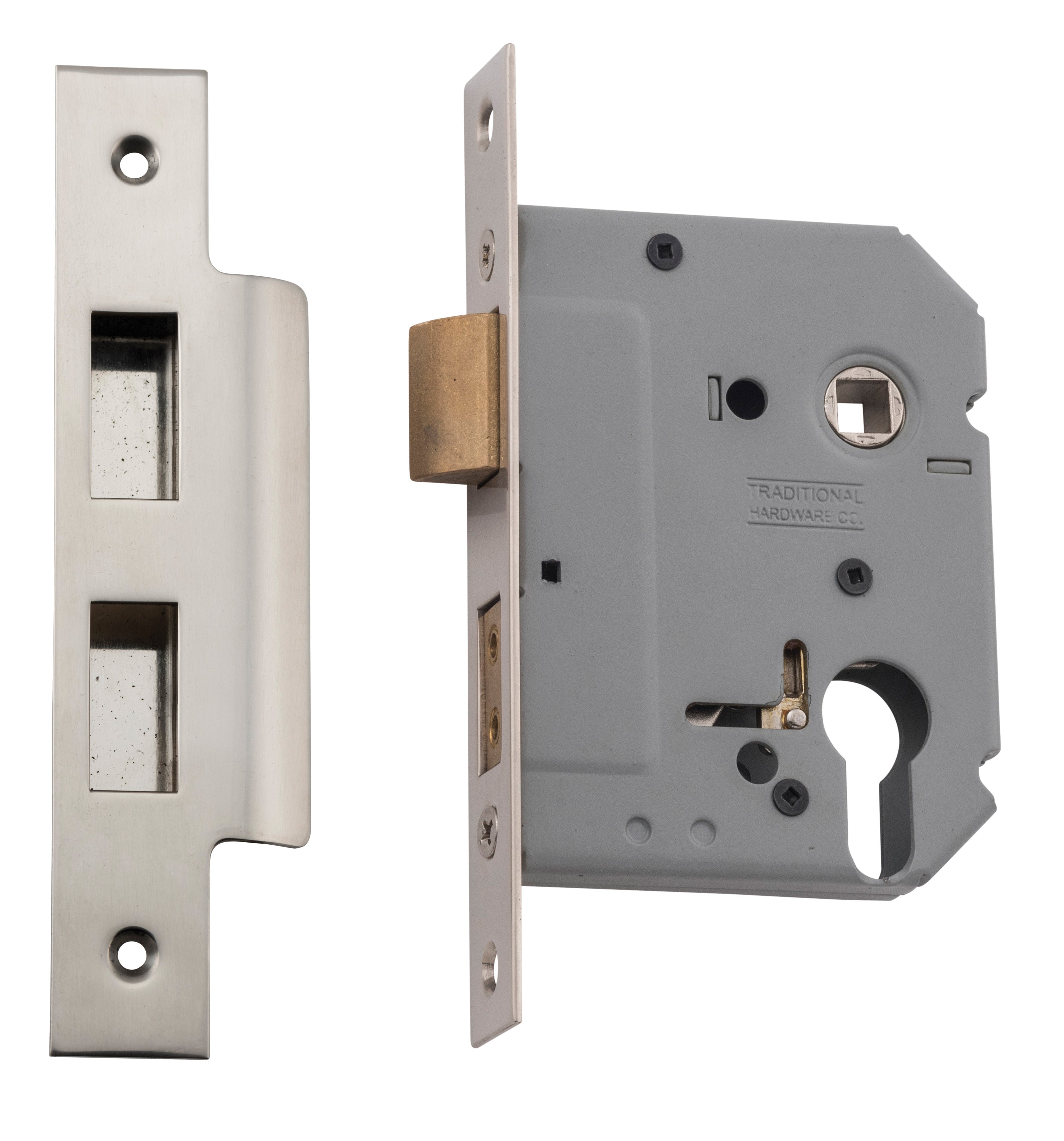 Euro Mortice Lock Satin Nickel / Backset 57mm