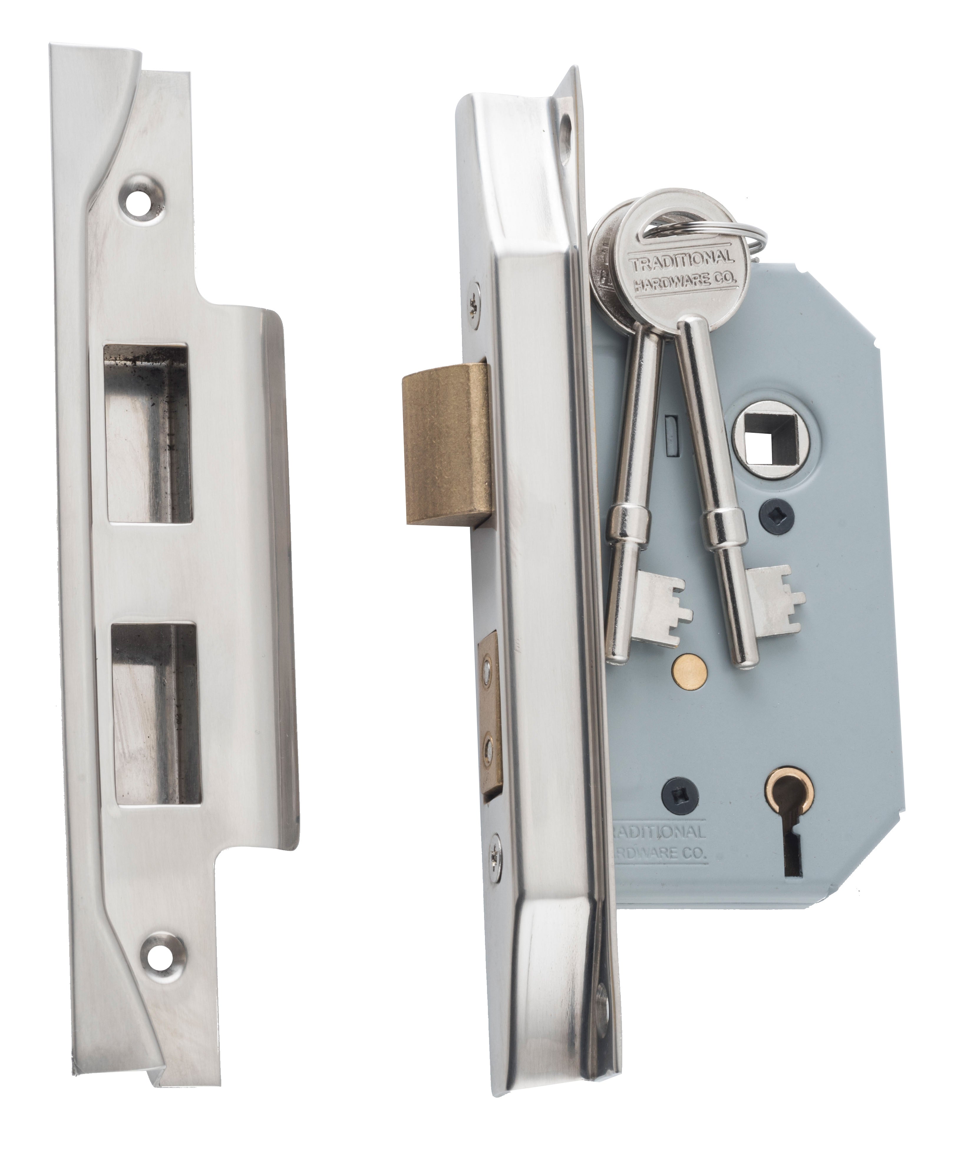 Rebated 5 Lever Mortice Lock Satin Nickel / Backset 46mm