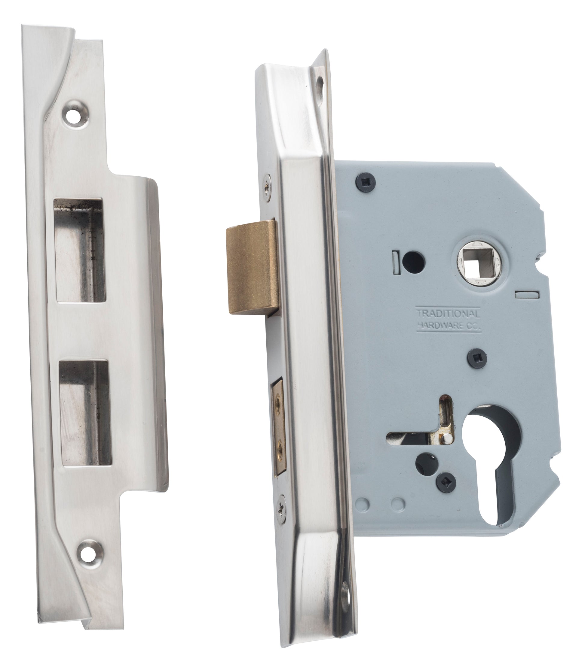 Rebated Euro Mortice Lock Satin Nickel / Backset 57mm