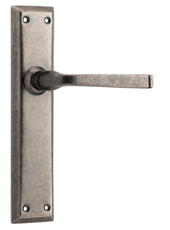 Menton Lever - Long Backplate Rumbled Nickel / Latch | Passage