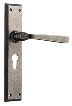 Menton Lever - Long Backplate Rumbled Nickel / Euro | Entrance