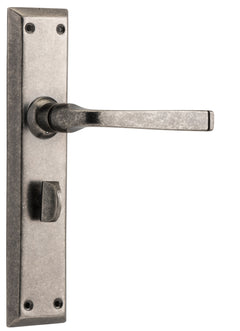 Menton Lever - Long Backplate Rumbled Nickel / Privacy | Privacy