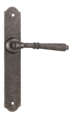Reims Lever - Long Backplate Rumbled Nickel / Latch | Passage