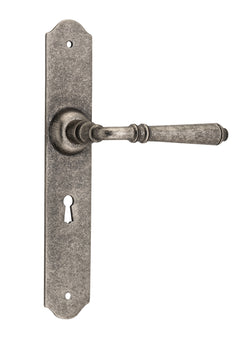 Reims Lever - Long Backplate Rumbled Nickel / Lock | Lock (Skeleton Key)