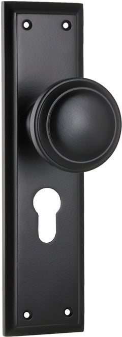 Milton Knob - Long Backplate Matt Black / Euro | Entrance