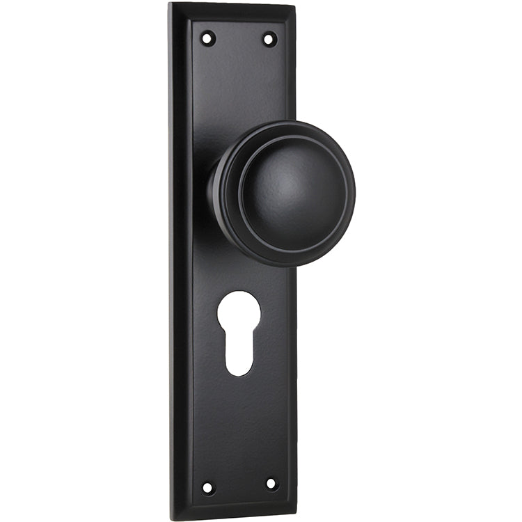 Milton Knob - Long Backplate Matt Black / Euro | Entrance