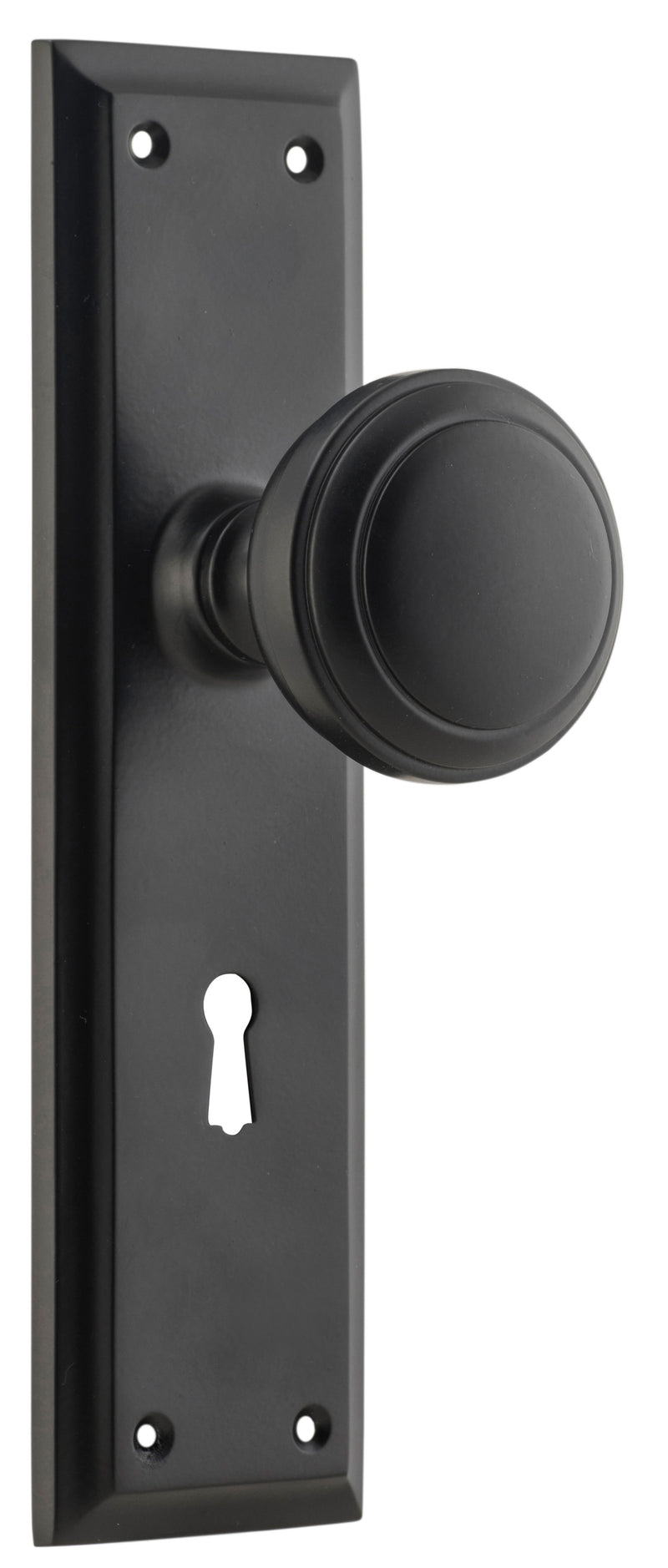 Milton Knob - Long Backplate Matt Black / Lock | Lock (Skeleton Key)