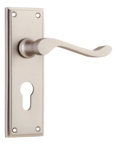 Camden Lever - Long Backplate Satin Nickel / Euro | Entrance