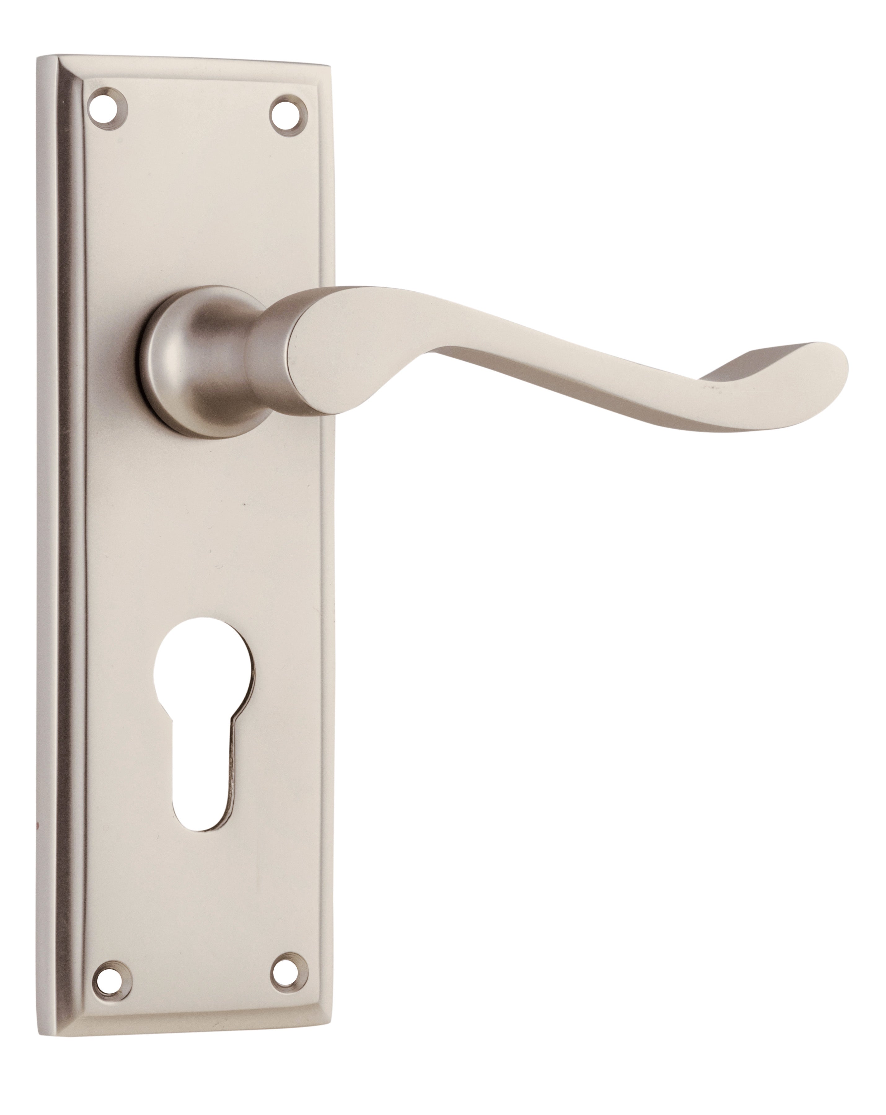 Camden Lever - Long Backplate Satin Nickel / Euro | Entrance