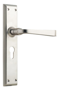 Menton Lever - Long Backplate Satin Nickel / Euro | Entrance