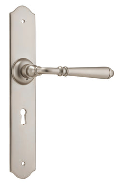 Reims Lever - Long Backplate Satin Nickel / Lock | Lock (Skeleton Key)