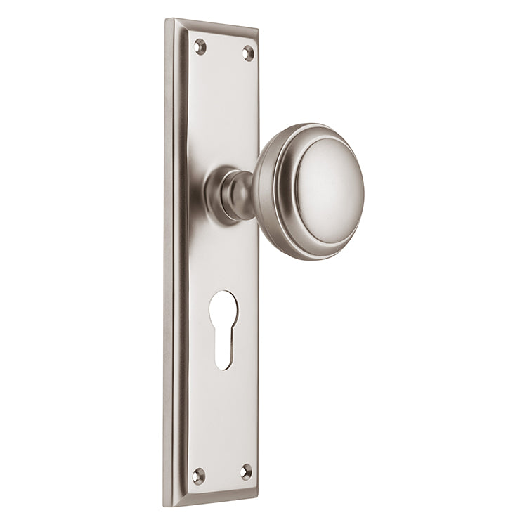 Milton Knob - Long Backplate Satin Nickel / Euro | Entrance