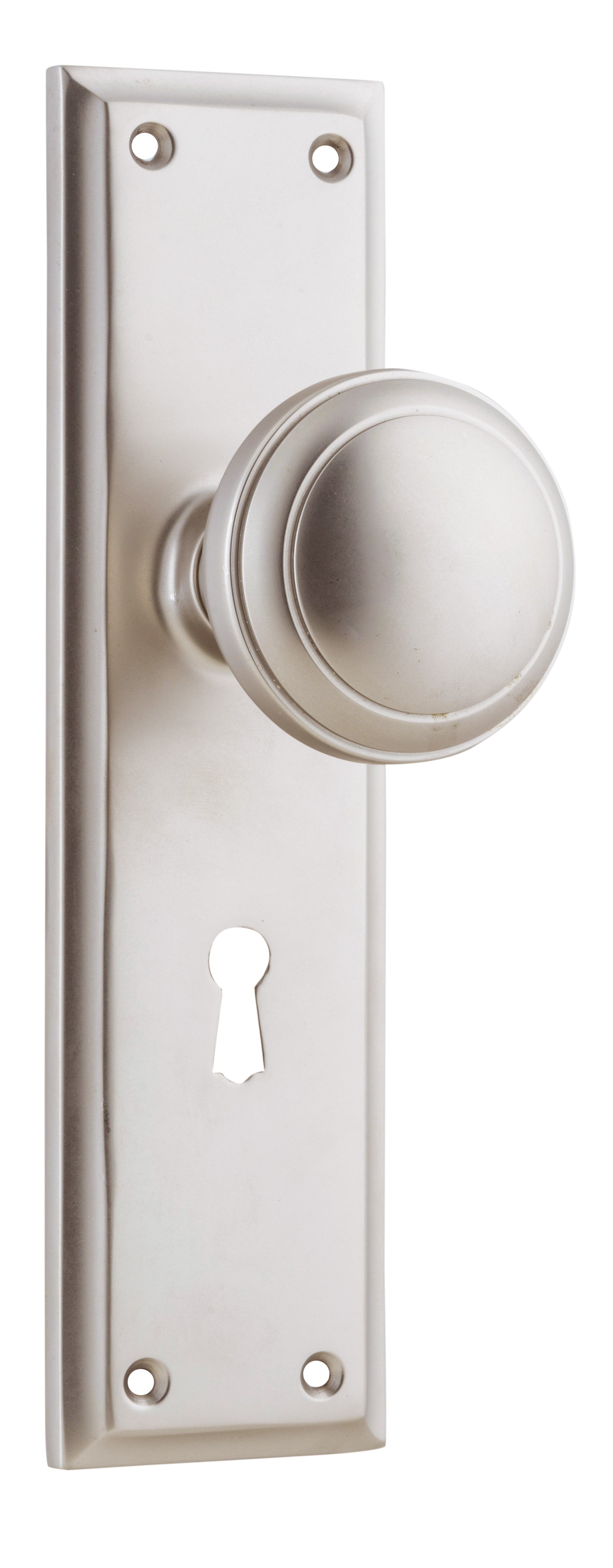 Milton Knob - Long Backplate Satin Nickel / Lock | Lock (Skeleton Key)