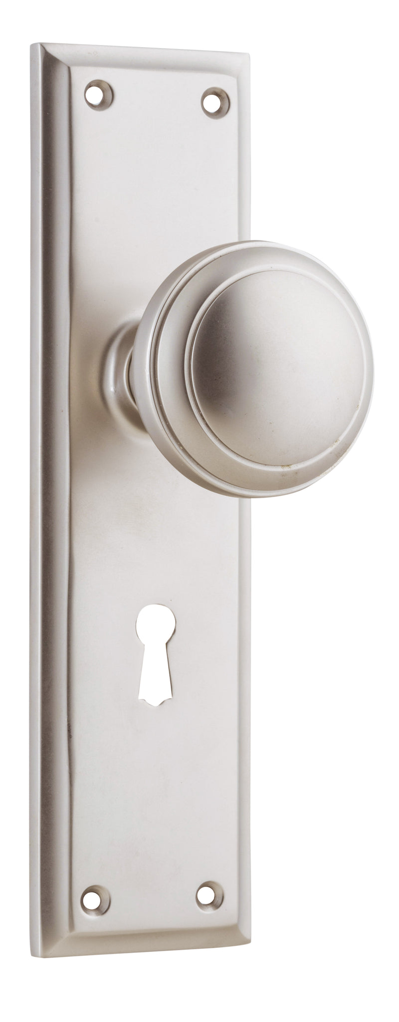 Milton Knob - Long Backplate Satin Nickel / Lock | Lock (Skeleton Key)