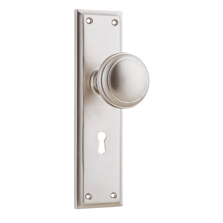Milton Knob - Long Backplate Satin Nickel / Lock | Lock (Skeleton Key)