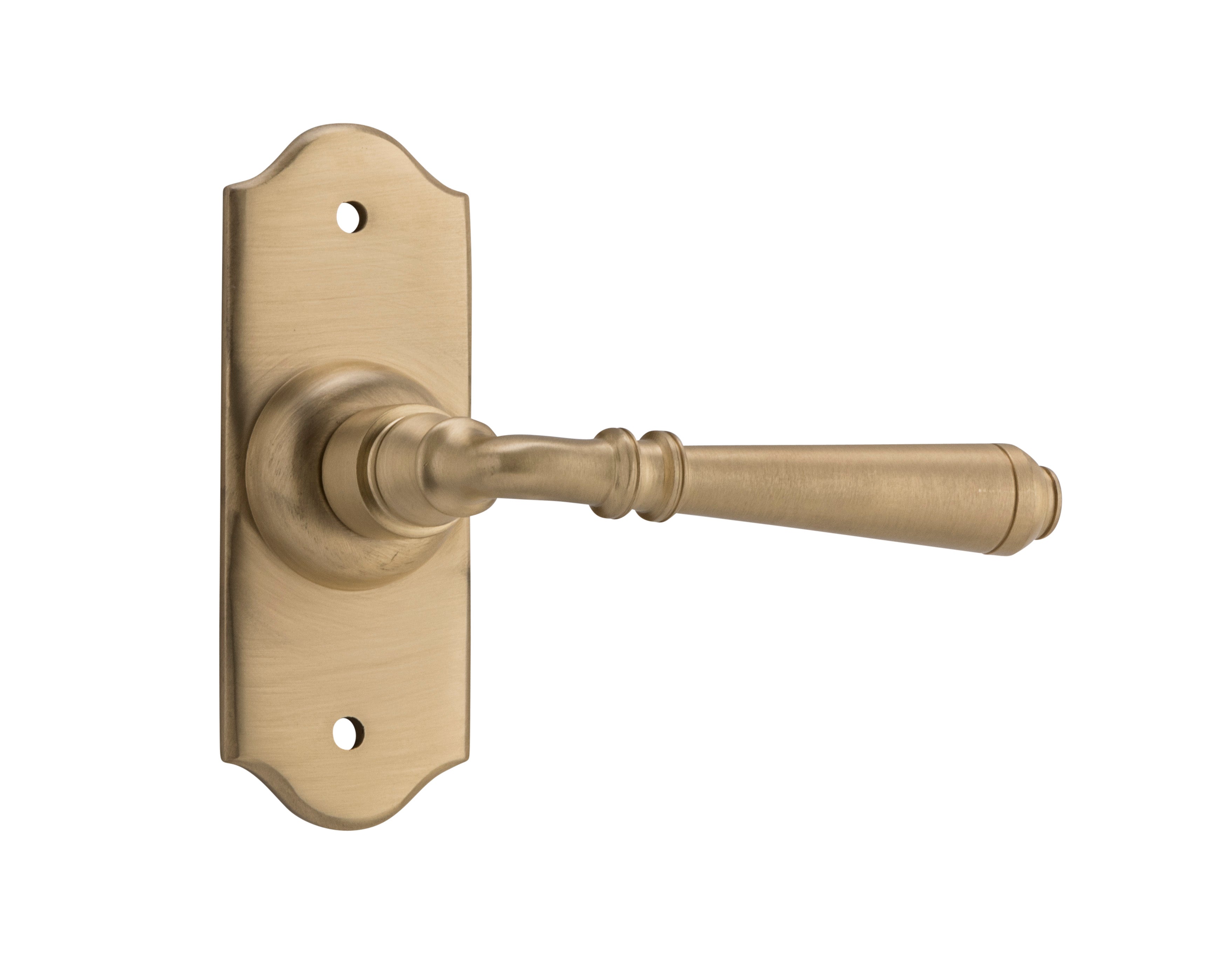 Reims Lever - Short Backplate Satin Brass / Latch | Passage