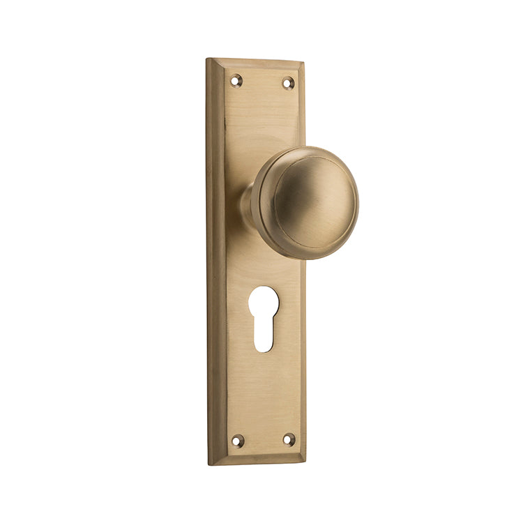 Milton Knob - Long Backplate Satin Brass / Euro | Entrance