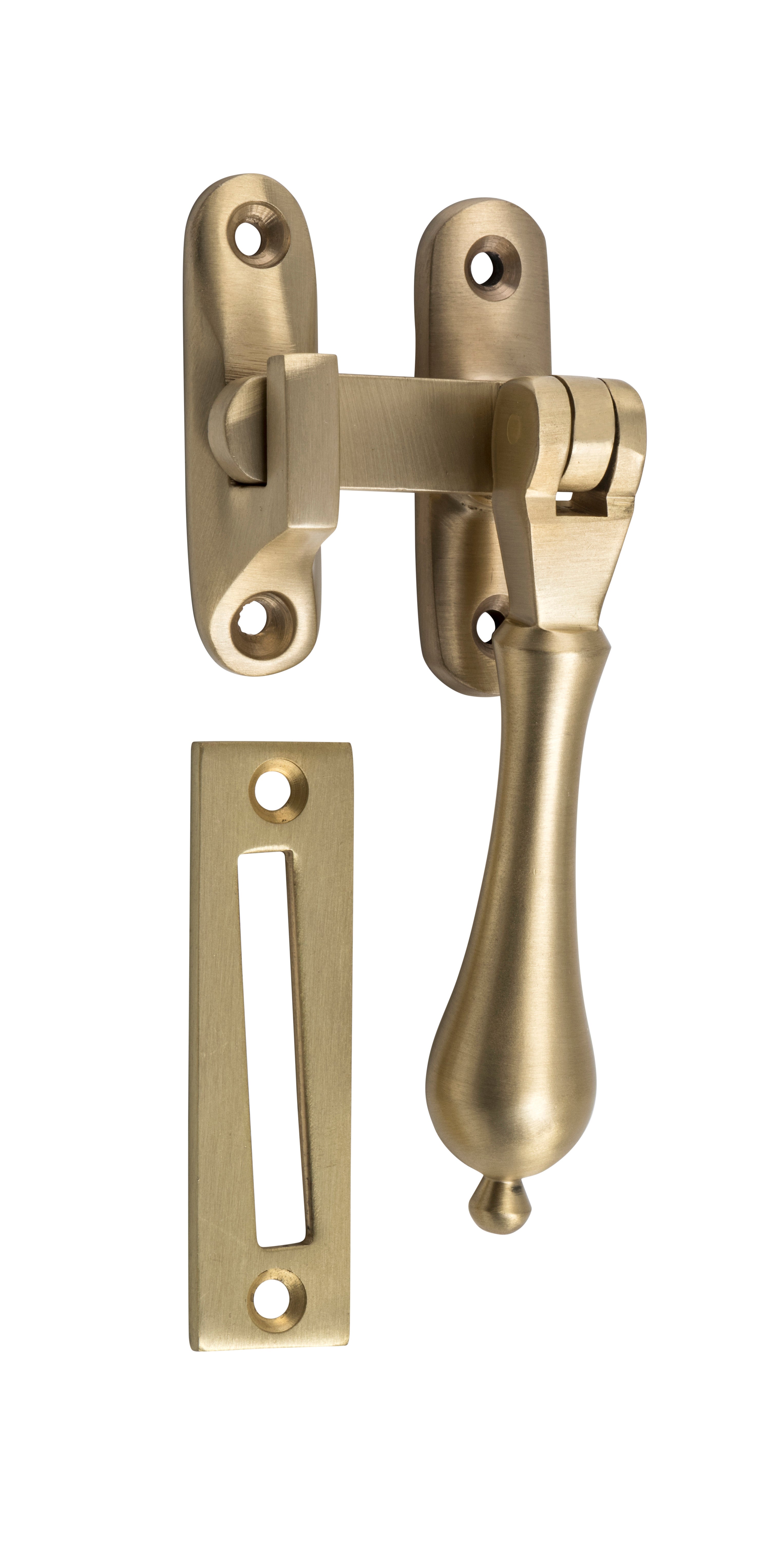 Long Throw Teardrop Casement Fastener Satin Brass