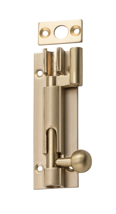 Barrel Bolt Satin Brass / Offset L75mm