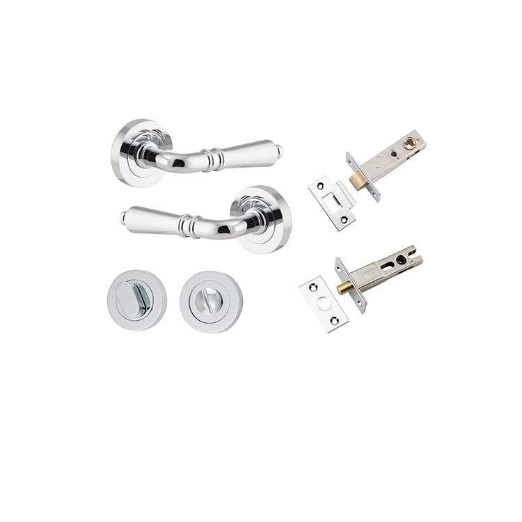 Sarlat Lever - Round Rose Privacy Kit with Separate Privacy Turn Chrome Plated / Solid Brass