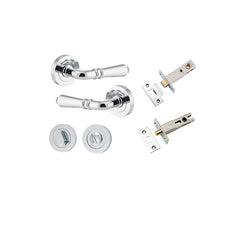 Sarlat Lever - Round Rose Privacy Kit with Separate Privacy Turn Chrome Plated / Solid Brass