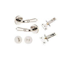 Sarlat Lever - Round Rose Privacy Kit with Separate Privacy Turn Polished Nickel / Solid Brass