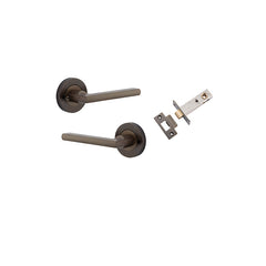 Baltimore Lever - Round Rose (Inbuilt Privacy) Antique Brass / Solid Brass