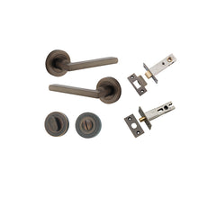 Baltimore Lever - Round Rose Privacy Kit with Separate Privacy Turn Antique Brass / Solid Brass