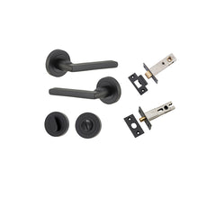 Baltimore Lever - Round Rose Privacy Kit with Separate Privacy Turn Matt Black / Solid Brass