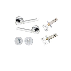 Baltimore Lever - Round Rose Privacy Kit with Separate Privacy Turn Chrome Plated / Solid Brass