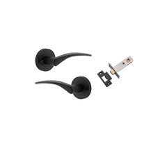 Oxford Lever - Round Rose (Inbuilt Privacy) Matt Black / Solid Brass