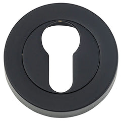 Euro Escutcheons -  Round Matt Black / Solid Brass