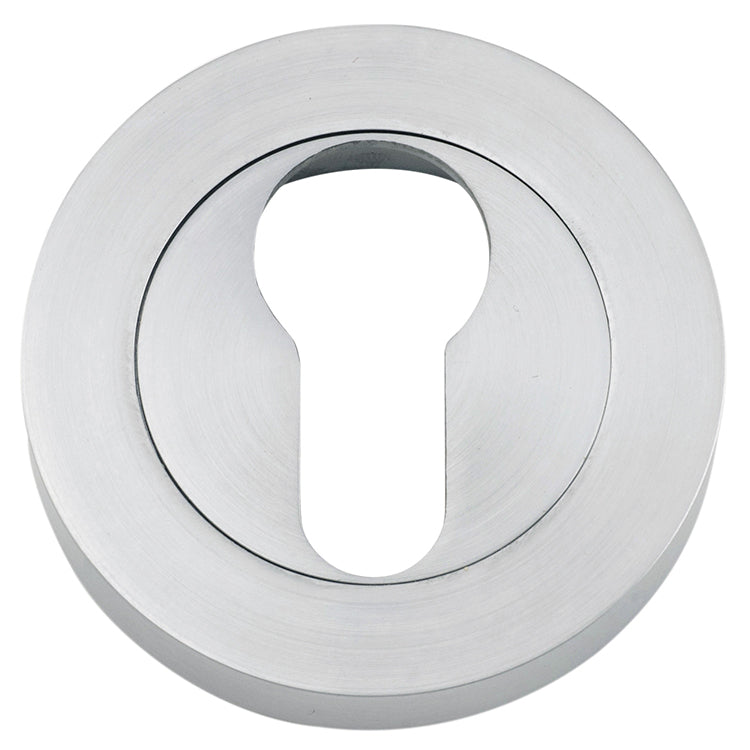 Euro Escutcheons -  Round Satin Chrome / Solid Brass