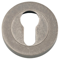 Euro Escutcheons -  Round Rumbled Nickel / Solid Brass