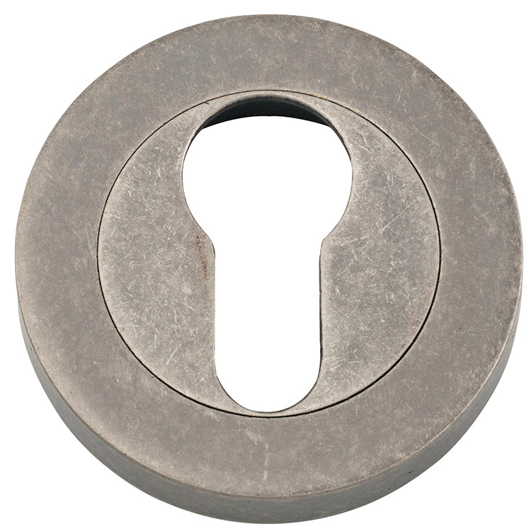 Euro Escutcheons -  Round Rumbled Nickel / Solid Brass