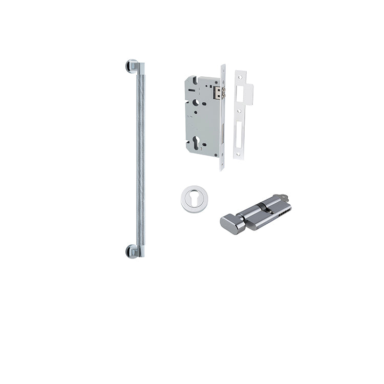 Brunswick Pull Handle - 450mm Entrance Kit with Separate High Security Lock Chrome Plated / Solid Brass