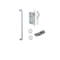Brunswick Pull Handle - 450mm Entrance Kit with Separate High Security Lock Satin Chrome / Solid Brass