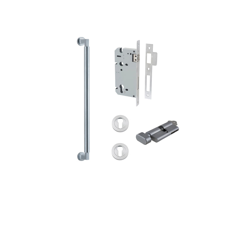 Berlin Pull Handle - 450mm Entrance Kit with Separate High Security Lock Satin Chrome / Solid Brass