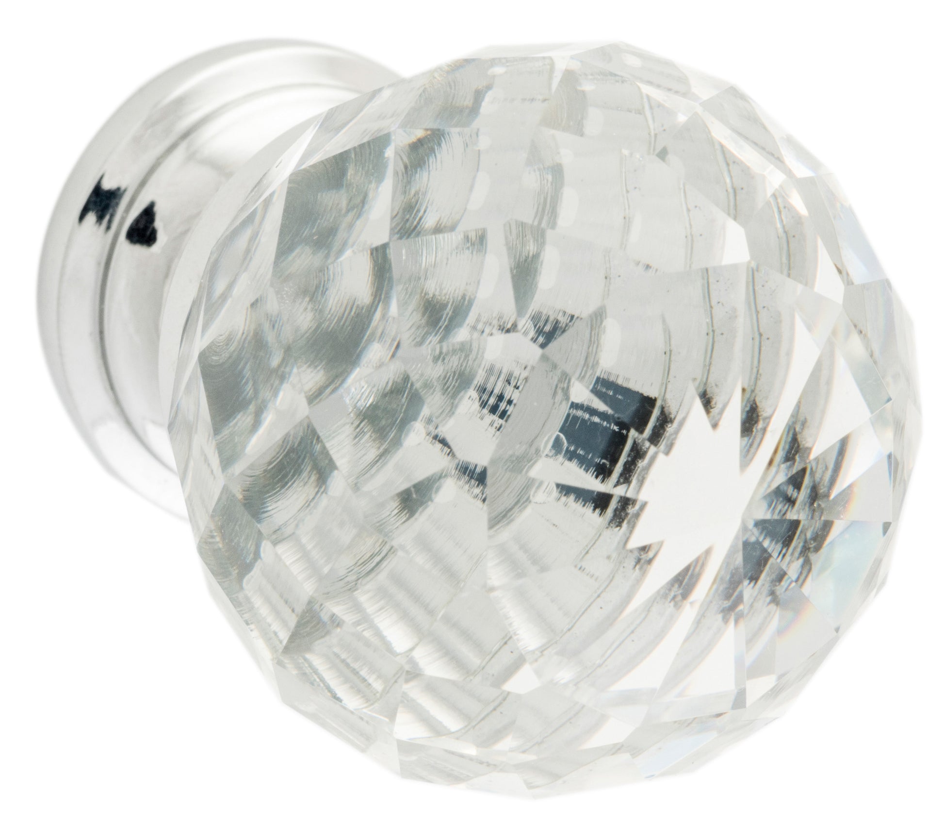 Clear Diamond Cut Glass Cupboard Knob Chrome Plated / D40xP55mm BP28mm