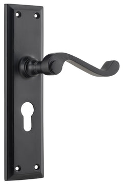 Milton Lever - Long Backplate Matt Black / Euro | Entrance