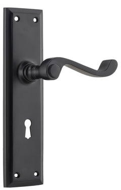 Milton Lever - Long Backplate Matt Black / Lock | Lock (Skeleton Key)